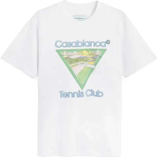 Tennis Club Icon Weißes T-Shirt , Herren, Größe: M - Casablanca - Modalova