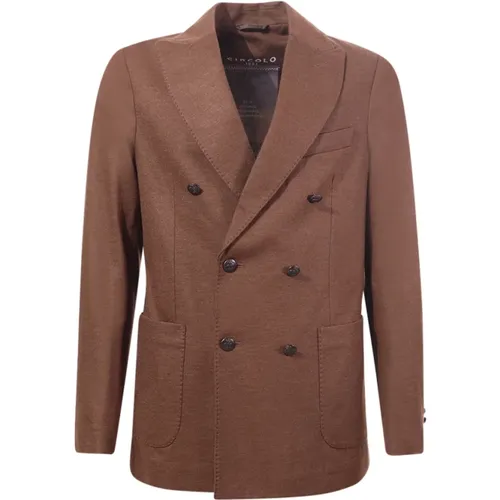 Peak Lapel Wool Cashmere Jacket Argan , male, Sizes: 2XL, 3XL, S, M, XL - Circolo 1901 - Modalova