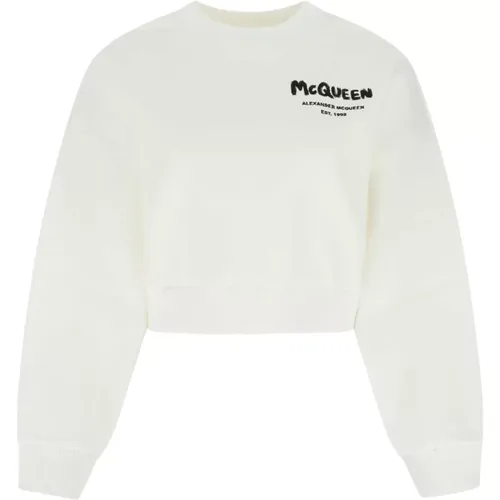 Weißer Baumwollmisch-Sweatshirt , Damen, Größe: 2XS - alexander mcqueen - Modalova
