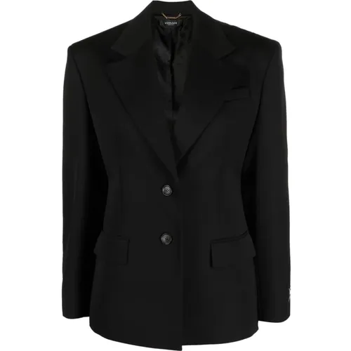 Oversize Wool Gabardine Jacket , female, Sizes: XS - Versace - Modalova