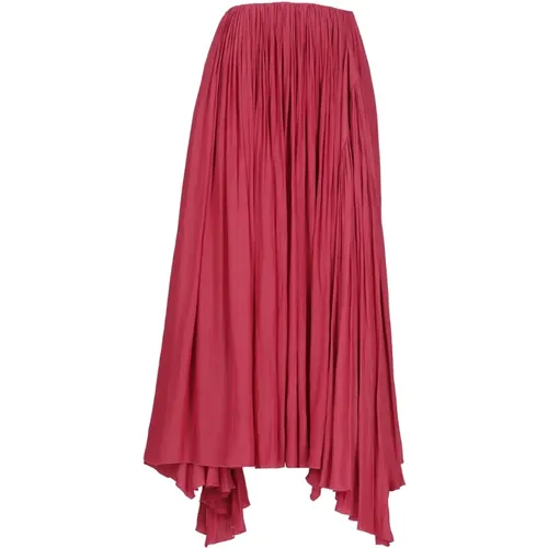 Fuchsia Pleated Maxi Skirt , female, Sizes: S, XS - Lanvin - Modalova