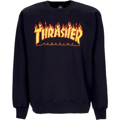 Schwarzer Flame Crewneck Sweatshirt , Herren, Größe: XL - Thrasher - Modalova