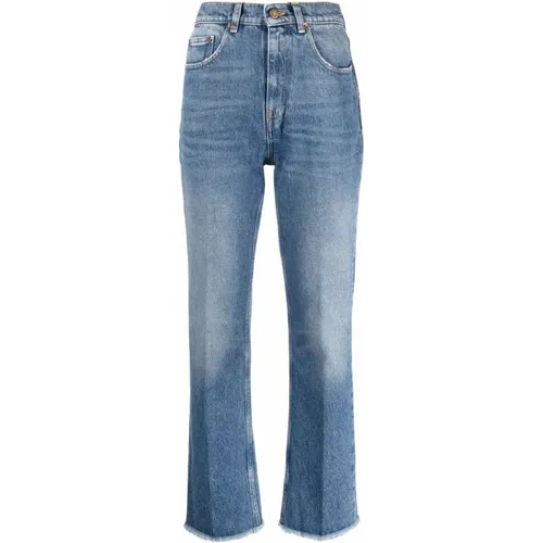 Schmal geschnittene blaue Jeans,Blaue Cropped Jeans aus Denim - Golden Goose - Modalova
