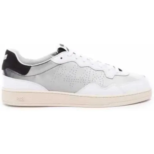 White leather sneakers laminated black grey Vert-M042 , male, Sizes: 11 UK, 9 UK, 8 UK, 7 UK - P448 - Modalova