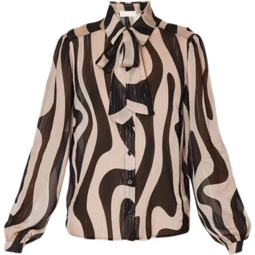 Striped Lurex Shirt with Scarf Collar , female, Sizes: L, M, XS - Liu Jo - Modalova