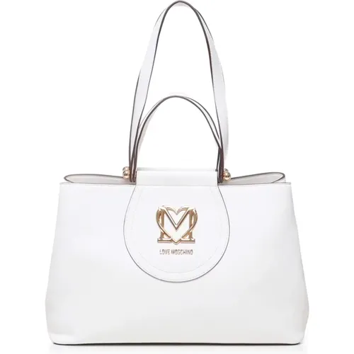 Weiße Tasche mit Gold-Logo , Damen, Größe: ONE Size - Love Moschino - Modalova