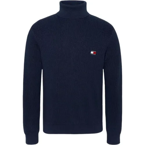 Blauer Rippstrick Rollkragenpullover - Tommy Hilfiger - Modalova