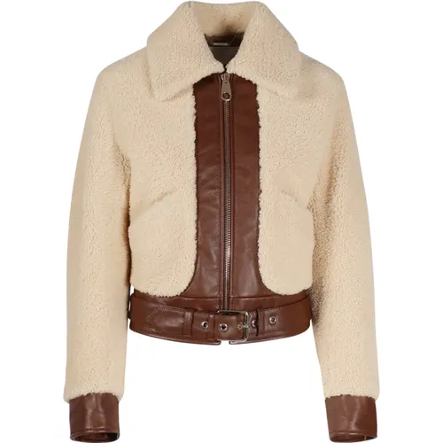 Leather Jacket with Zip , female, Sizes: 2XS - Chloé - Modalova