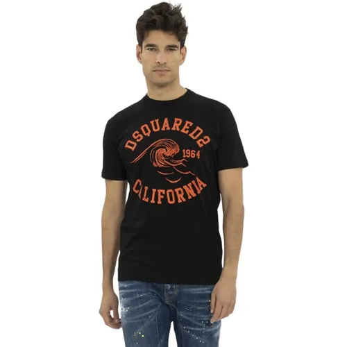 California Tee - Men`s Stylish Round Neck T-Shirt , male, Sizes: L, M, XL - Dsquared2 - Modalova