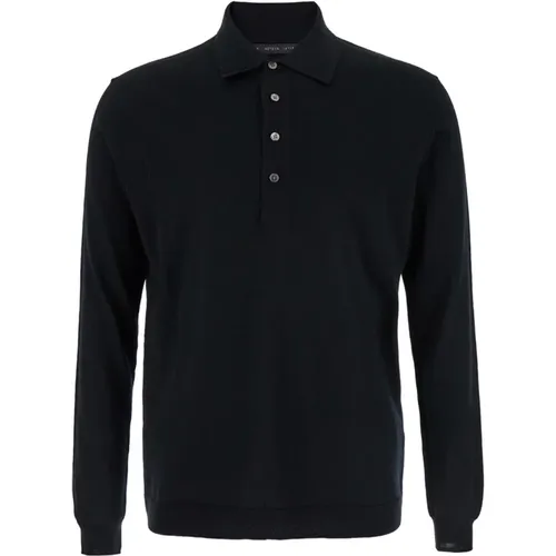 Schwarzer Sweater Polo Shirt , Herren, Größe: XL - Low Brand - Modalova