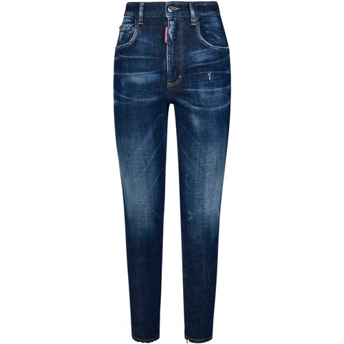 Blaue Skinny Jeans mit Distressed-Details , Damen, Größe: XS - Dsquared2 - Modalova