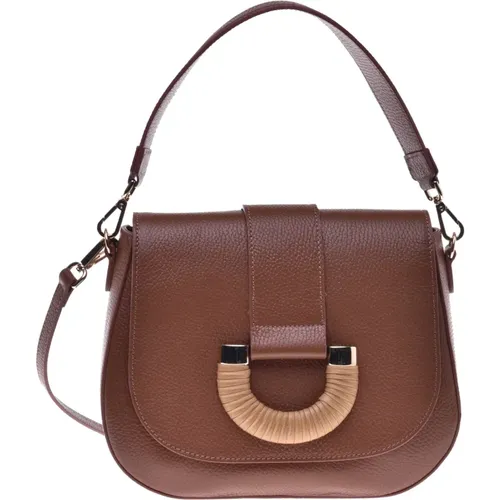 Handbag in tan tumbled leather , Damen, Größe: ONE Size - Baldinini - Modalova