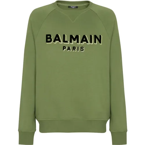 Beflocktes Paris Sweatshirt , Herren, Größe: M - Balmain - Modalova