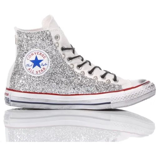 Handgefertigte Silber Weiße Sneakers , Damen, Größe: 41 EU - Converse - Modalova