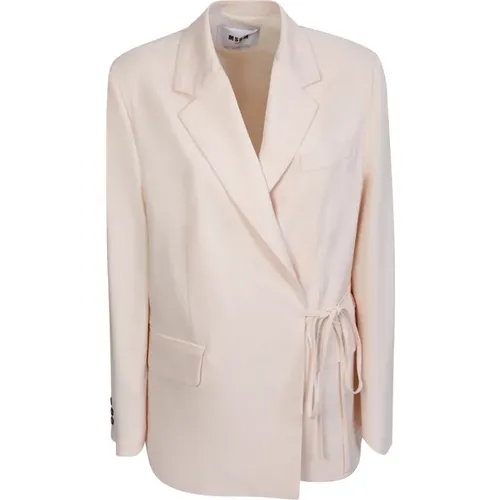 Elegante Weiße Jacke mit Reverskragen , Damen, Größe: S - Msgm - Modalova