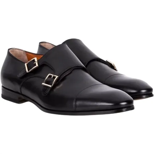 Leather Men`s Monk Strap Shoes , male, Sizes: 11 UK - Santoni - Modalova