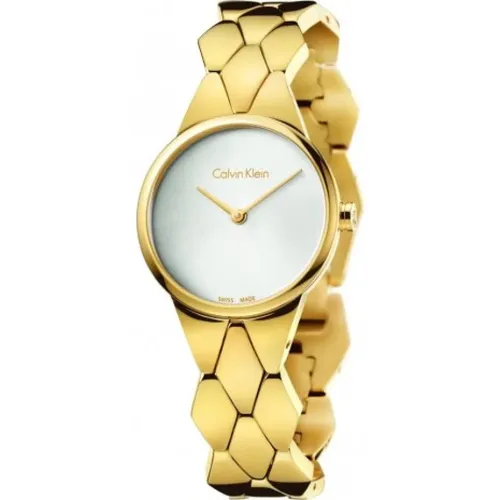 Elegant Quartz Watch with White Dial and Stainless Steel Strap , female, Sizes: ONE SIZE - Calvin Klein - Modalova
