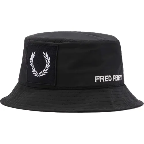 Schwarzer Logo Patch Eimer Hut - Fred Perry - Modalova