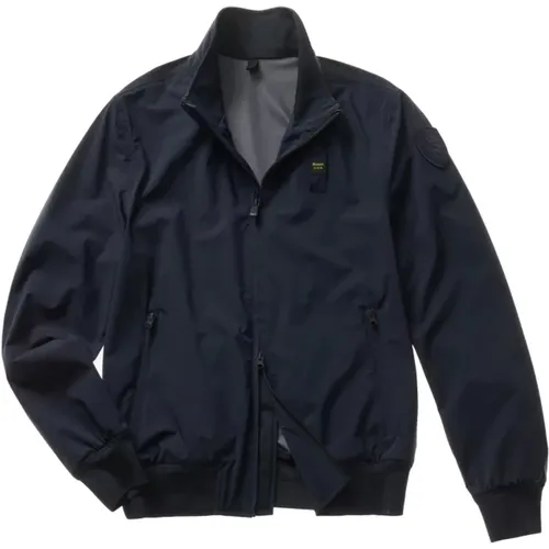 Monochrome Leichte Neopren Bomberjacke , Herren, Größe: S - Blauer - Modalova