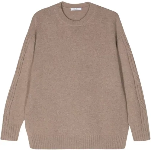 Almond Cashmere Crew Neck Sweater , female, Sizes: S, M, XS - Max Mara - Modalova