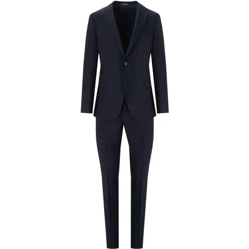 Blauer Woll-Slim-Fit-Anzug - Emporio Armani - Modalova