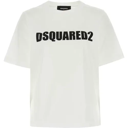 Weiße Baumwoll-T-Shirt , Damen, Größe: S - Dsquared2 - Modalova