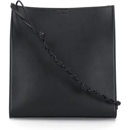 Leather Shoulder Bag with Braided Details , male, Sizes: ONE SIZE - Jil Sander - Modalova