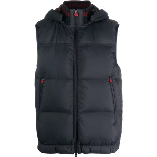 Navy Detachable-Hood Padded Gilet , male, Sizes: L - Kiton - Modalova