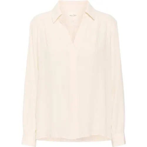 Einfache und Elegante Bluse mit Langen Ärmeln und V-Ausschnitt , Damen, Größe: 3XL - Part Two - Modalova