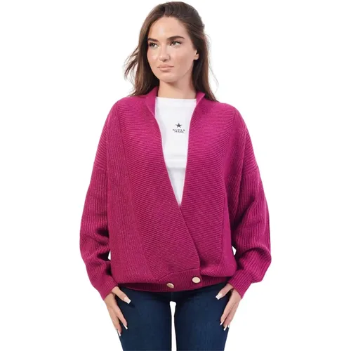 Lila Offenes Modell Pullover , Damen, Größe: M - Armani Exchange - Modalova