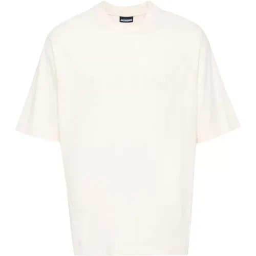 Beiger Langarm Typo T-Shirt , Herren, Größe: XL - Jacquemus - Modalova