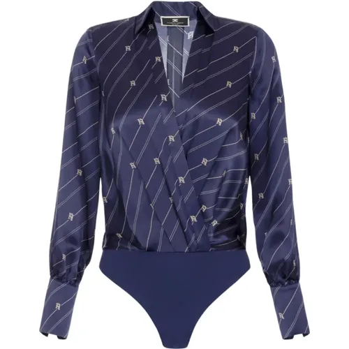 Dunkelblauer Bodysuit - Elisabetta Franchi - Modalova