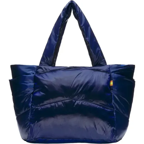 Blau Diamant Gesteppte Nylon Tote Tasche - K-way - Modalova