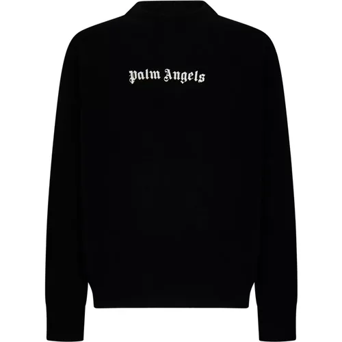 Ribbed Sweater with Logo Embroidery , male, Sizes: XL - Palm Angels - Modalova