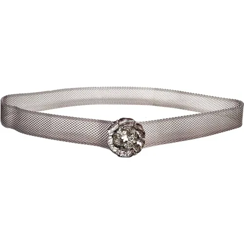 Vintage Metal Belt with Mother of Pearl Camellia , female, Sizes: ONE SIZE - Chanel Vintage - Modalova