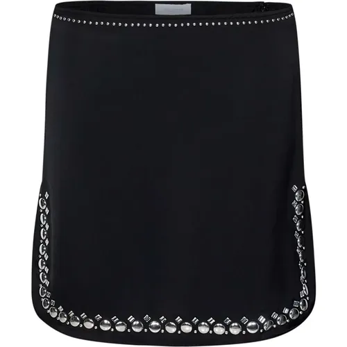 Satin Miniskirt with Silver Studs , female, Sizes: XS, S - Paco Rabanne - Modalova