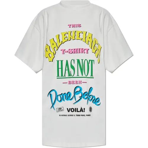 T-Shirt mit Logo , Damen, Größe: M - Balenciaga - Modalova
