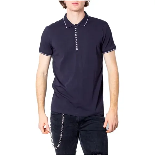 Plain Button-Up Polo Shirt , male, Sizes: M, XL, 2XL, S, L - Armani Exchange - Modalova