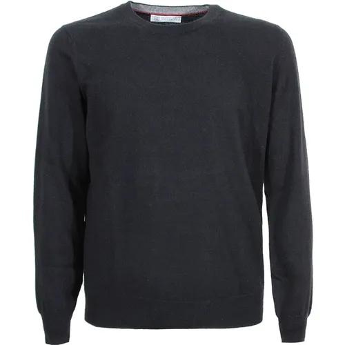 Schwarzer Cashmere Rundhalspullover,Schwarzer Rollkragenpullover - BRUNELLO CUCINELLI - Modalova