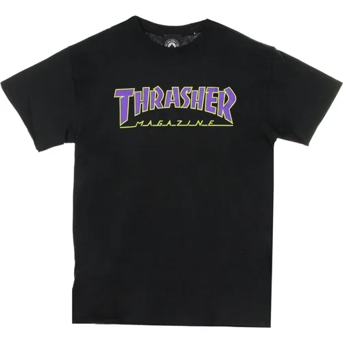 Schwarz/Lila T-Shirt Kurzarm Crew Neck , unisex, Größe: XL - Thrasher - Modalova