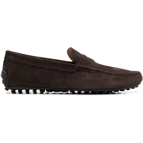 Loafers,Gommino Wildleder Loafers mit Penny Bar - TOD'S - Modalova