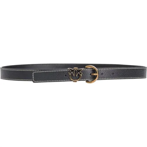 Love Birds Tumbled Leather Belt , female, Sizes: L, S, M, XS - pinko - Modalova