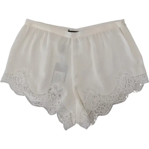Weiße Seidenblumen Spitzenunterwäsche Shorts - Dolce & Gabbana - Modalova