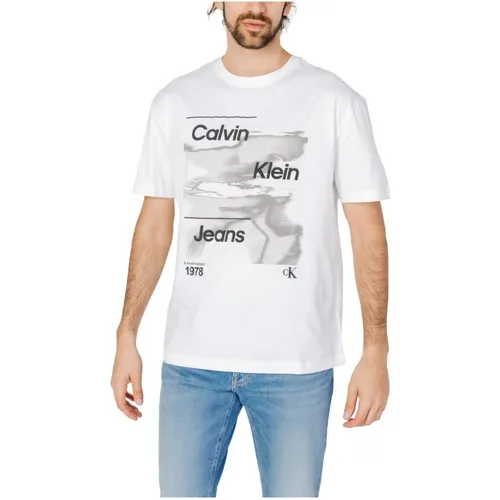 Printed Cotton T-shirt , male, Sizes: L - Calvin Klein Jeans - Modalova