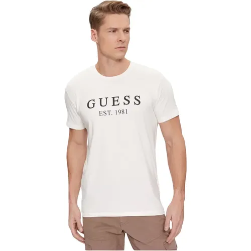 Logo Frontal T-Shirt - Stretch , Herren, Größe: M - Guess - Modalova