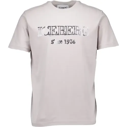 Hellgraues T-Shirt , Herren, Größe: XS - Iceberg - Modalova