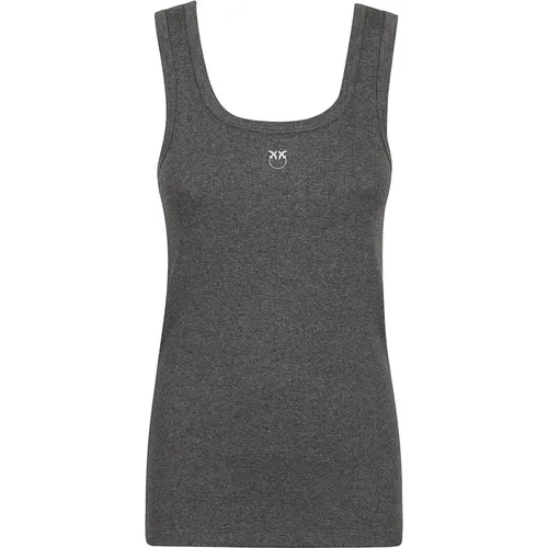 Geripptes Tanktop Taschenrechner Stil , Damen, Größe: M - pinko - Modalova