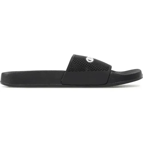 Schwarze Slide Sandalen mit Buchstaben , Herren, Größe: 40 EU - Champion - Modalova