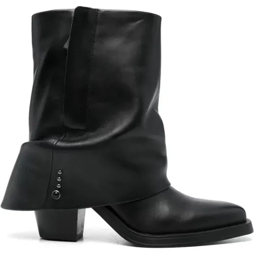 Nieten Schwarze Lederstiefel , Damen, Größe: 39 EU - Ash - Modalova