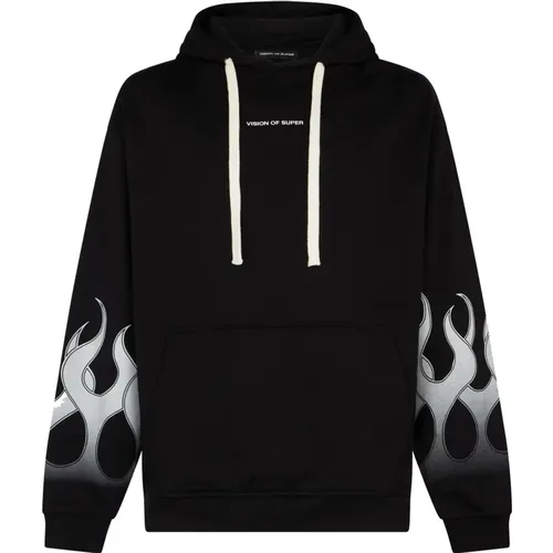 Flames Lightweight Hoodie /White , male, Sizes: L, XL, M - Vision OF Super - Modalova